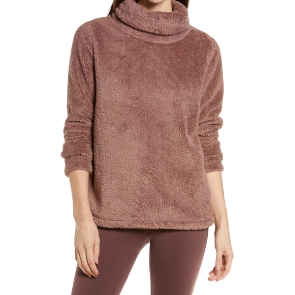 Zella Furry Fleece Funnel Neck Pullover Size Large